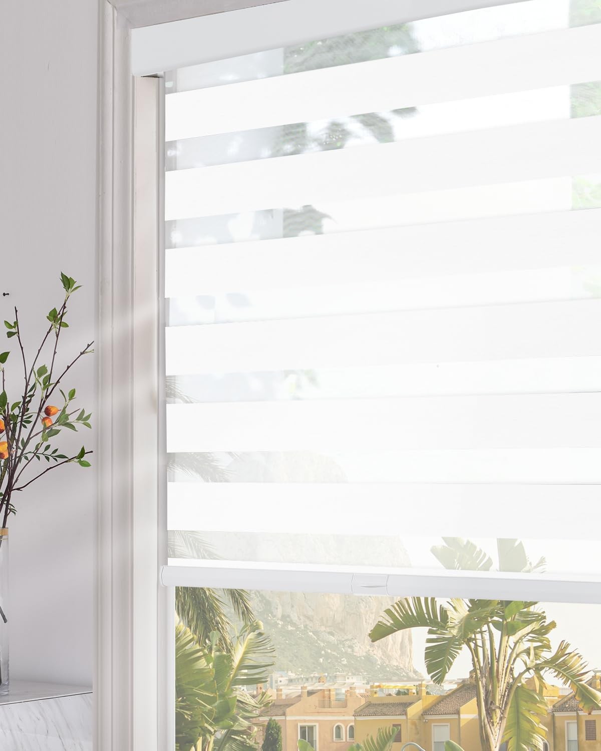 Persilux 35×64 Blackout Cordless Zebra Blinds White Cassette Shade #R041