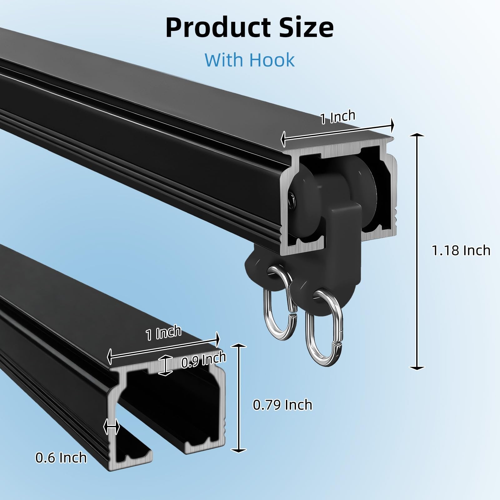 Ceiling and Wall Track for Curtains Heavy Curtain Track 15FT Black with Hook …