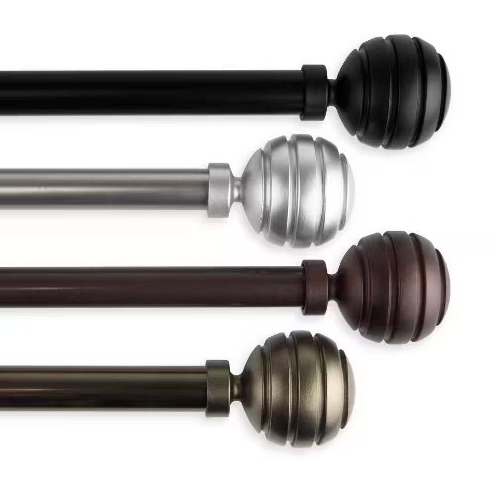 18 In. – 28 In. Telescoping Single Curtain Rod Kit in Satin Nickel with Poise Fi