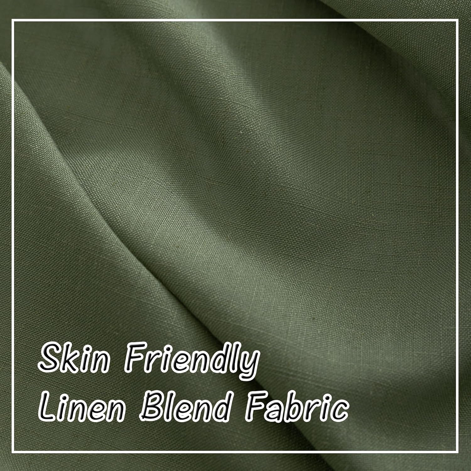 Extra Long Olive Linen Curtains 120″ Semi-Privacy Light Filtering 2 Panels