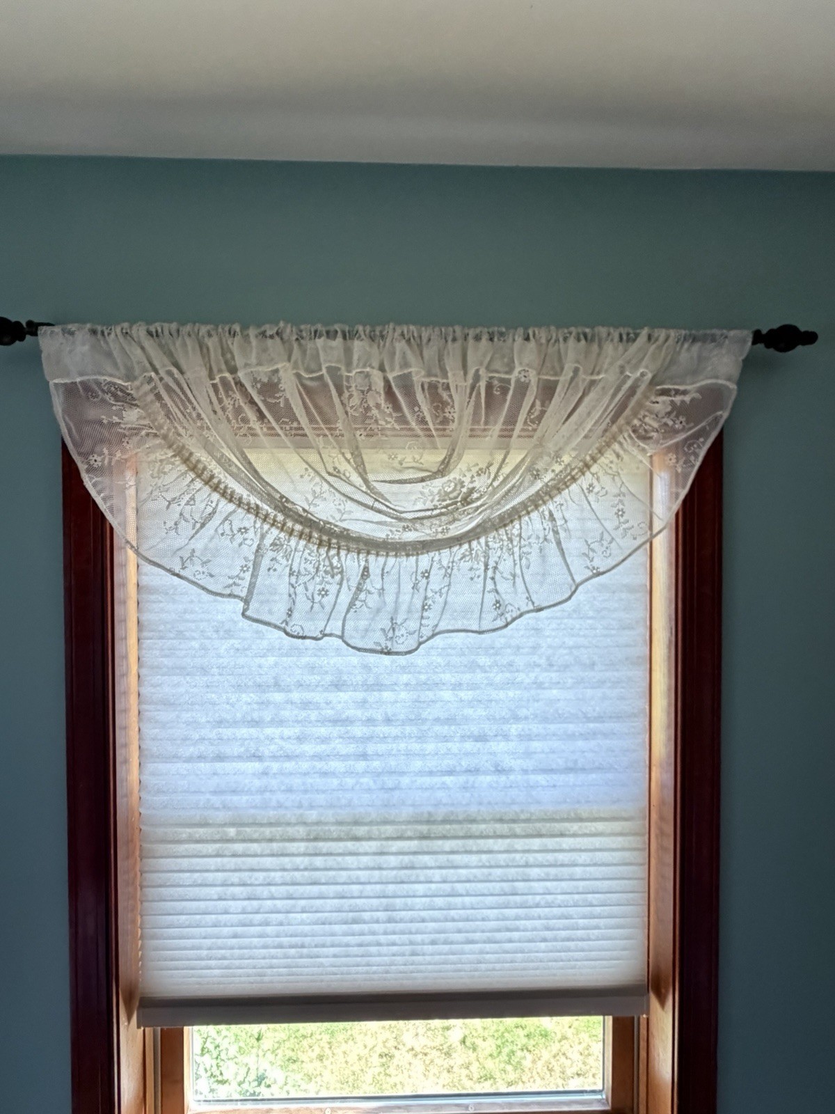 Protela Insert Lace Valence Ivory Ecru Swag Ruffle Trim 18” X 38” W Hanging Loop