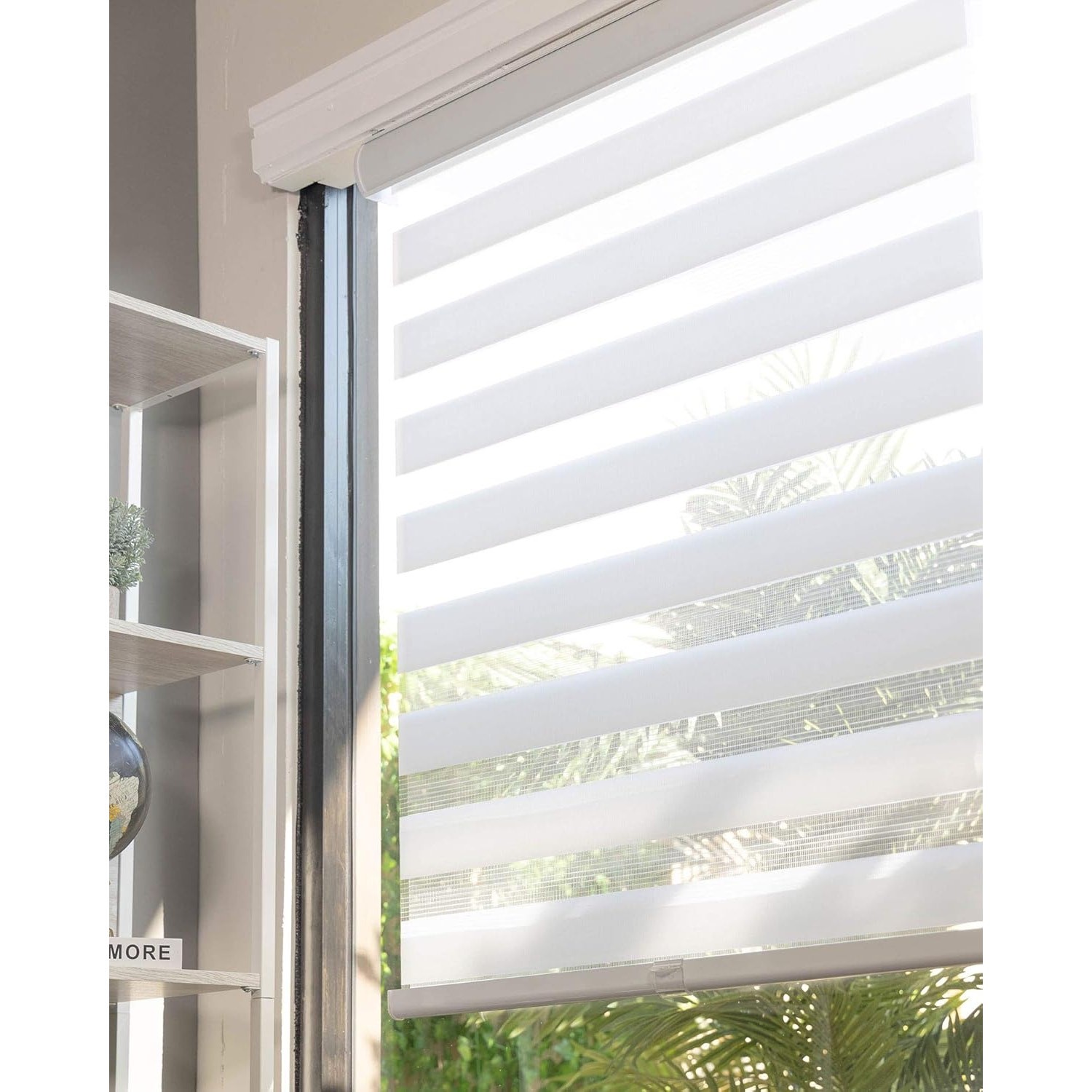 CHICOLOGY Zebra Blinds Cordless Window Shade Basic Arctic 72″ W x 72″ H