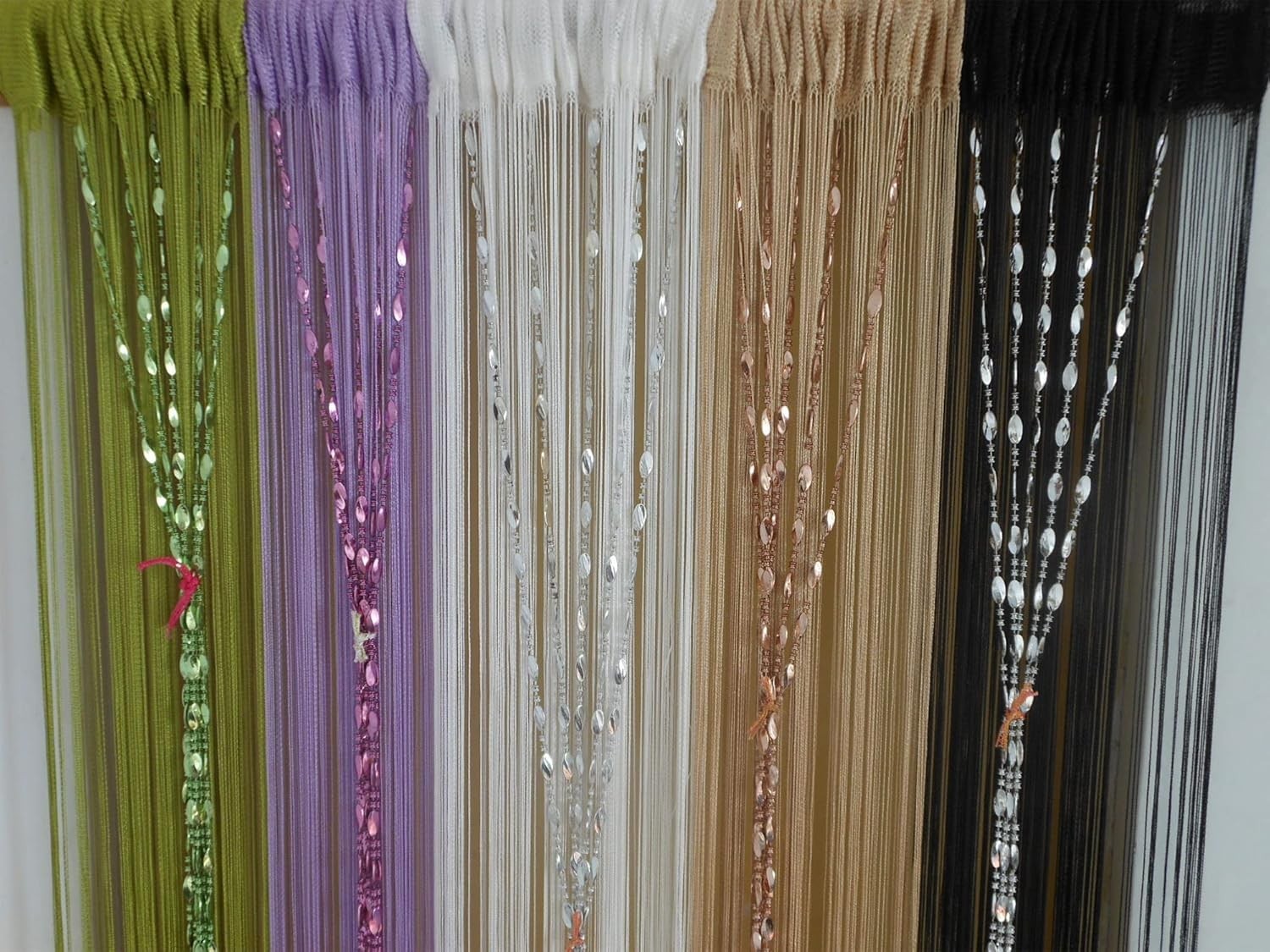 Art Deco Beaded Fringe Curtain in Champagne – 39.3″x78.5″ Decorative Divider
