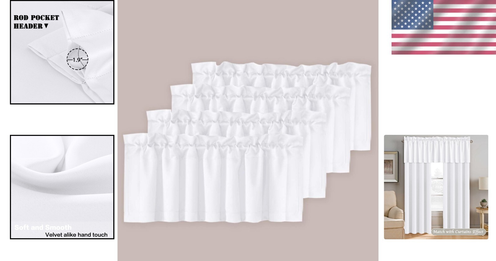 Privacy-Enhancing 52″ W x 18″ L Valances – Pack of 4, Contemporary Design