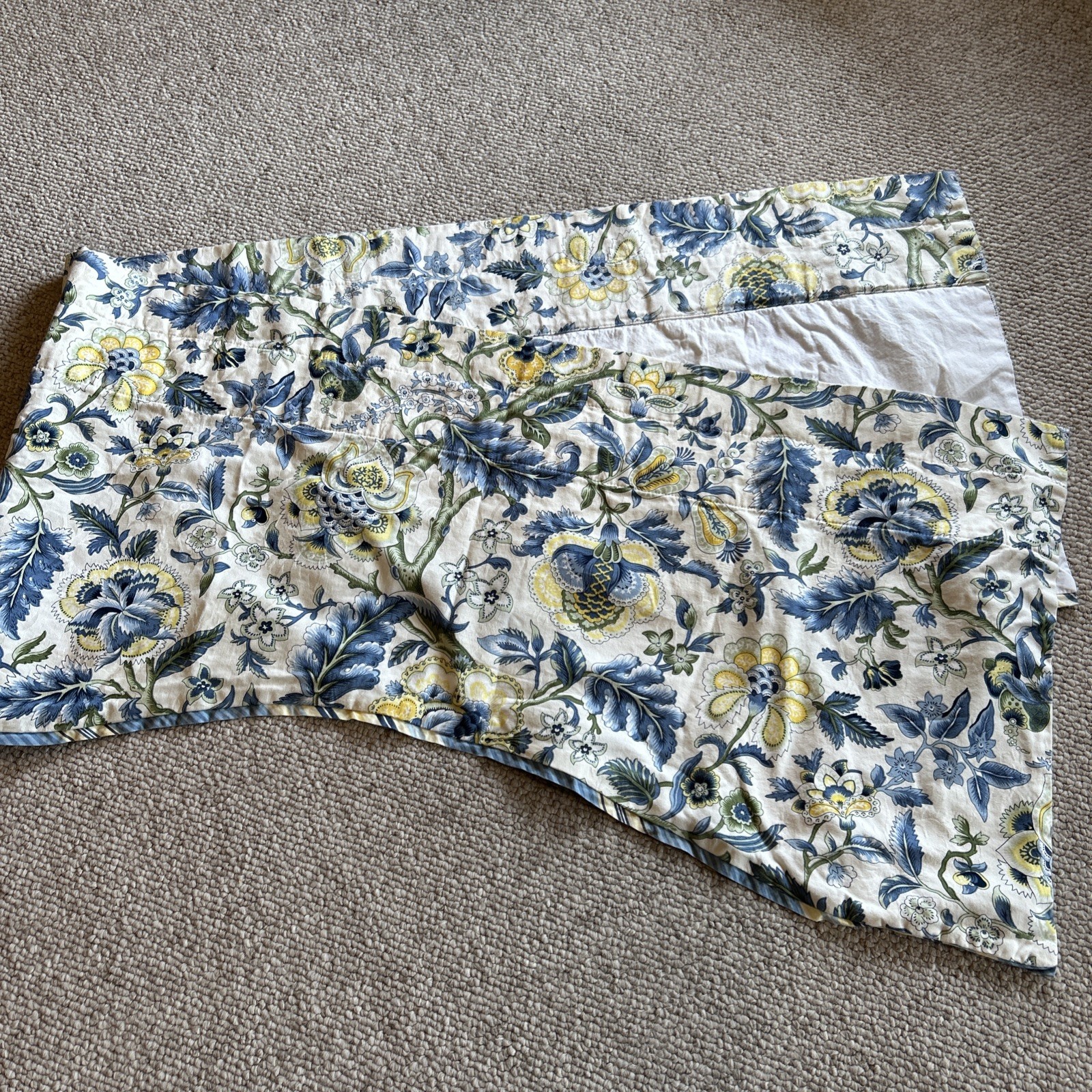 Waverly Imperial Dress Porcelain Jacobean Floral Blue Curtains 20” X 76”Valance