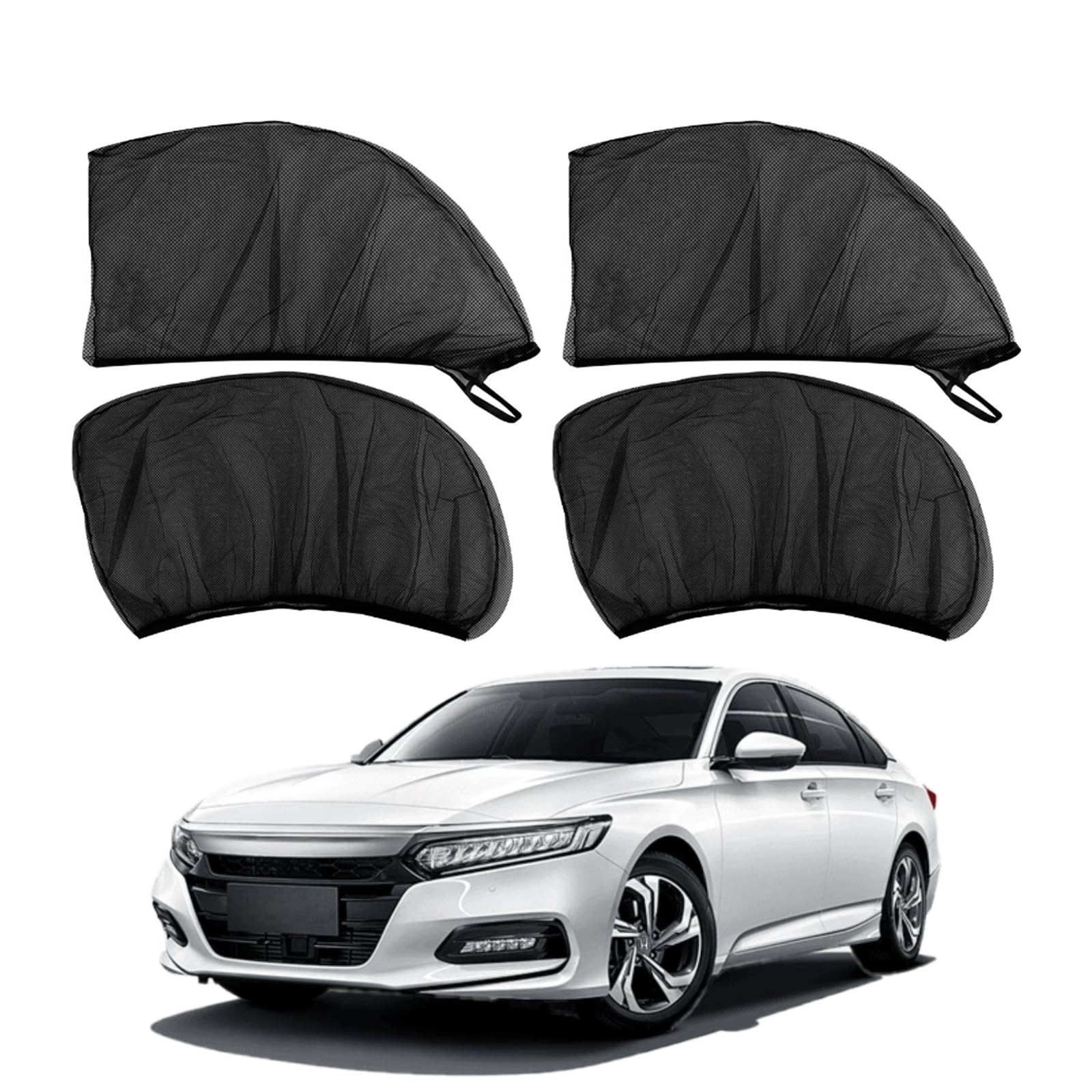 YYTQP 4 PCS Car Window Sun Shade Mesh Sedan Black