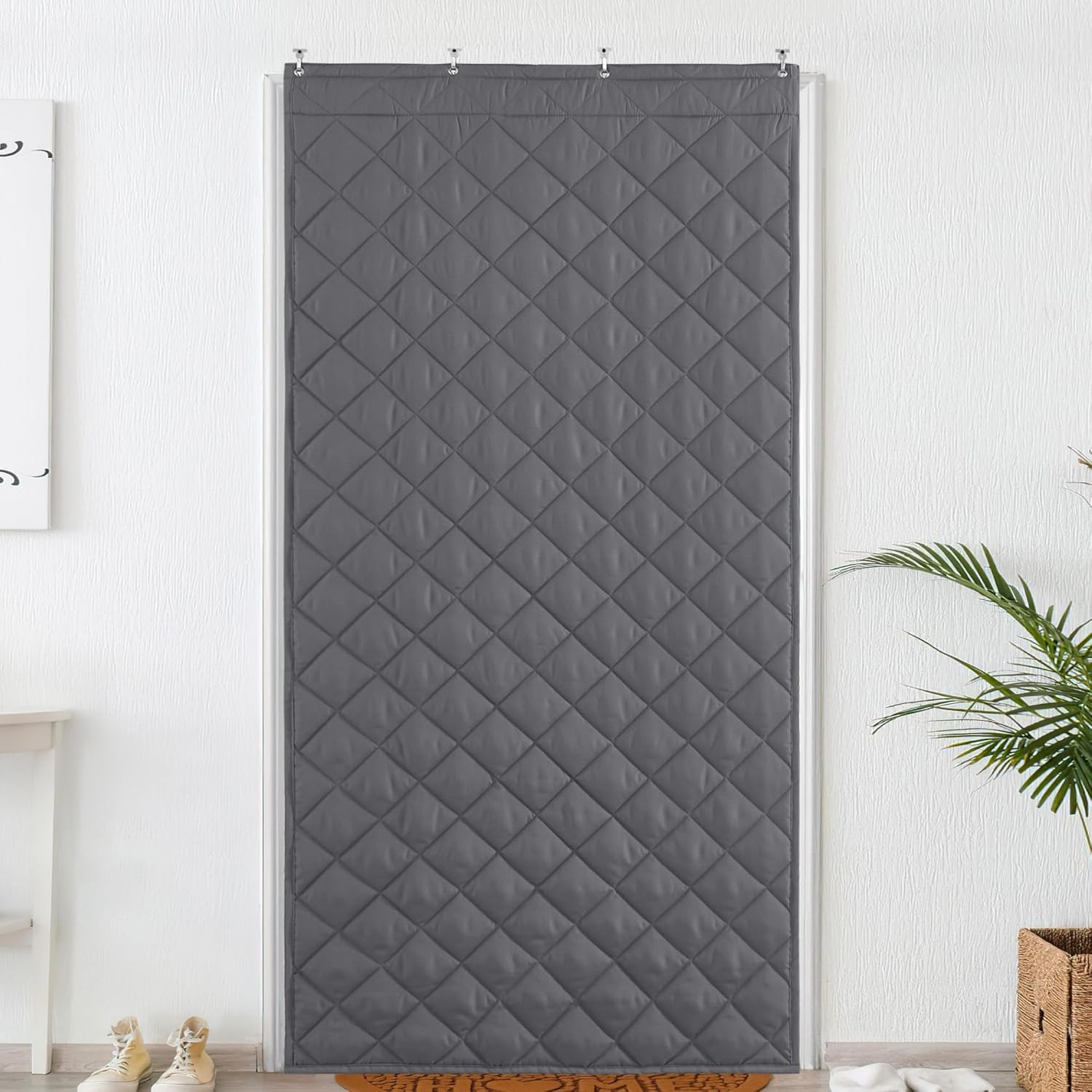 Insulated Door Curtain for Balcony & Porch – Windproof & Noise Reducing, Grey