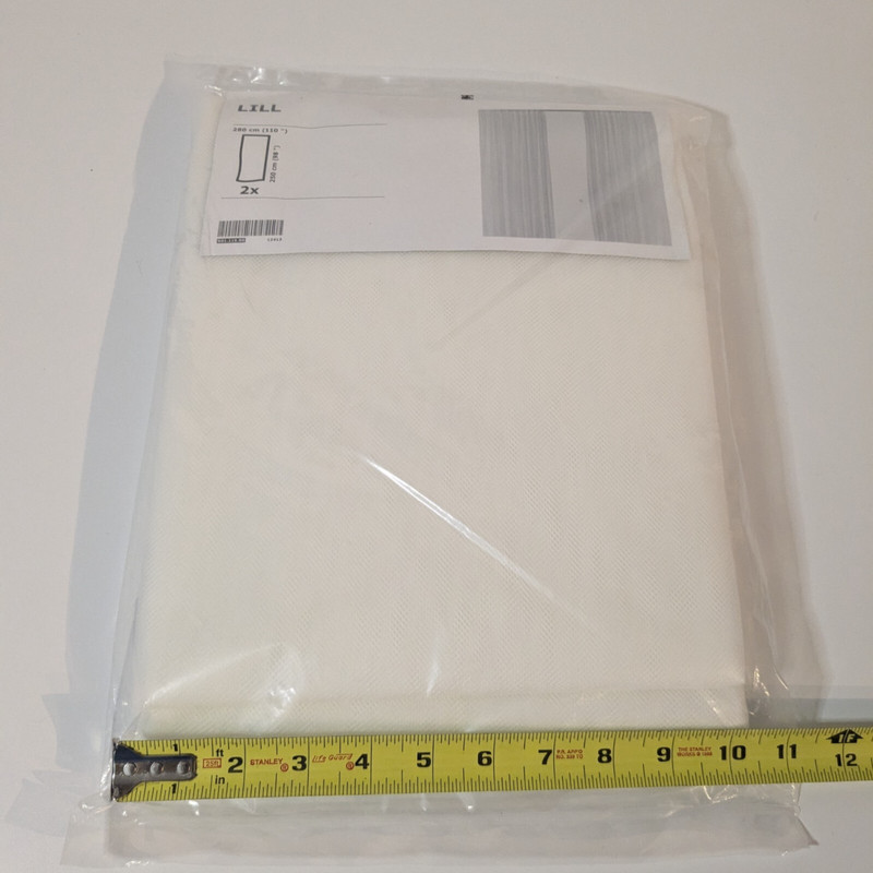 Ikea LILL Curtain Sheer 2 Panels 98″ X 110″, White New, 901.119.80, 12413, Poly