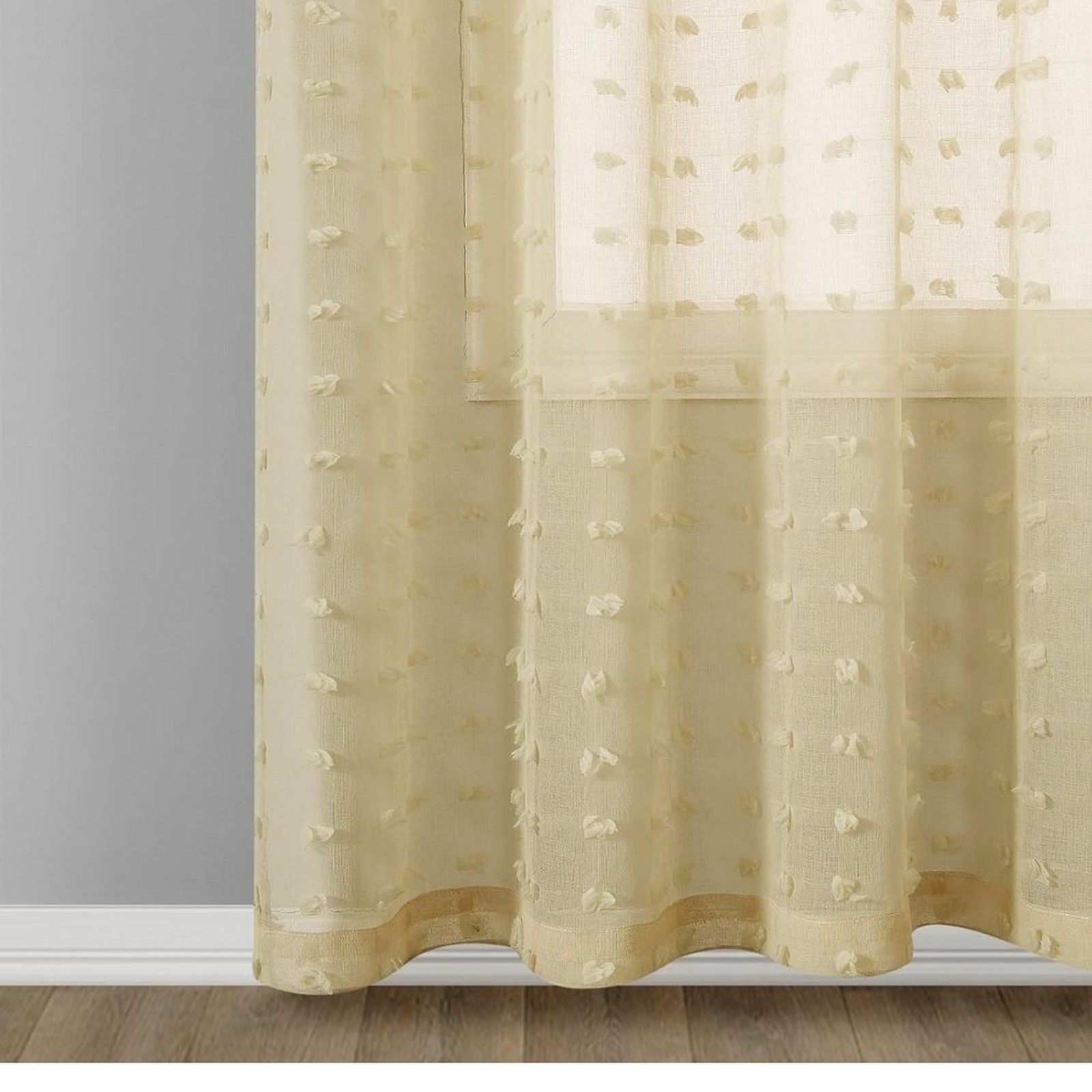 38×84 Light Filtering Tufted Semi Sheer Curtains Boho Farmhouse Beige 2 Panels