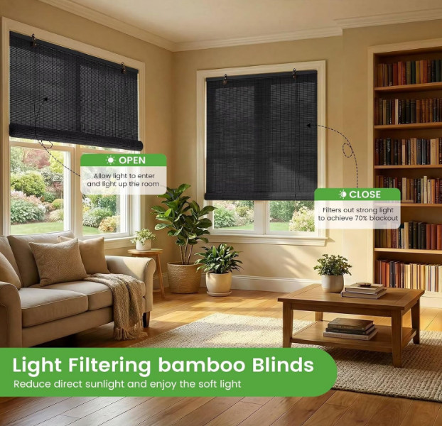 Bamboo Blinds Roller Shades for Windows Bamboo Shades for Indoor and Outdoor Pat