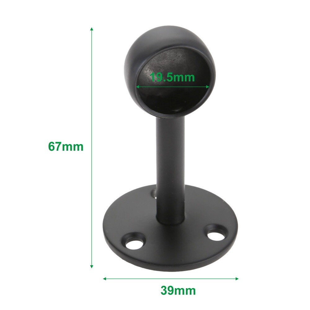 2Pcs Flange Rod Holders Black 5 Size for Ceiling Hanging Pole Wall Hanging Pole