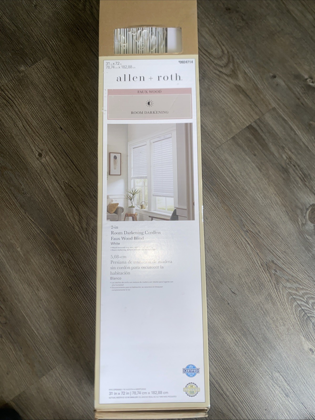 allen + roth 2-in Room Darkening Cordless Faux Wood Blind