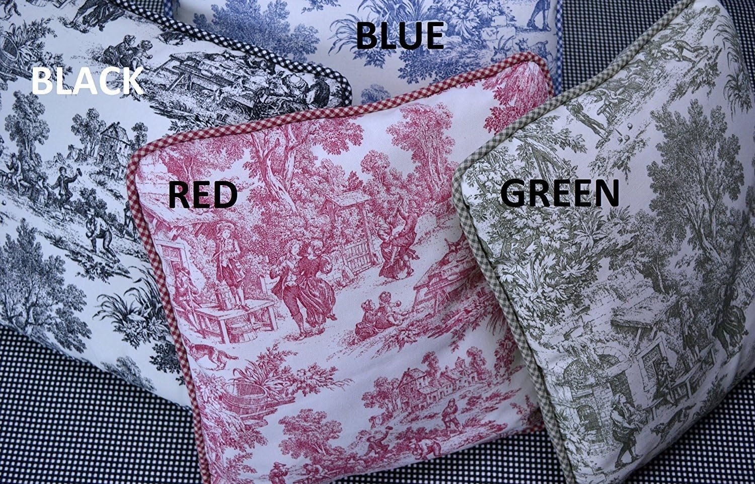Victoria Park Toile 68-Inch-by-54 Inch Tailored Panel Pair W/ Tiebacks Red