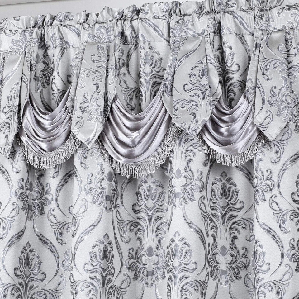 All American Collection New 4 Piece Drape Set with Attached Valance and Sheer