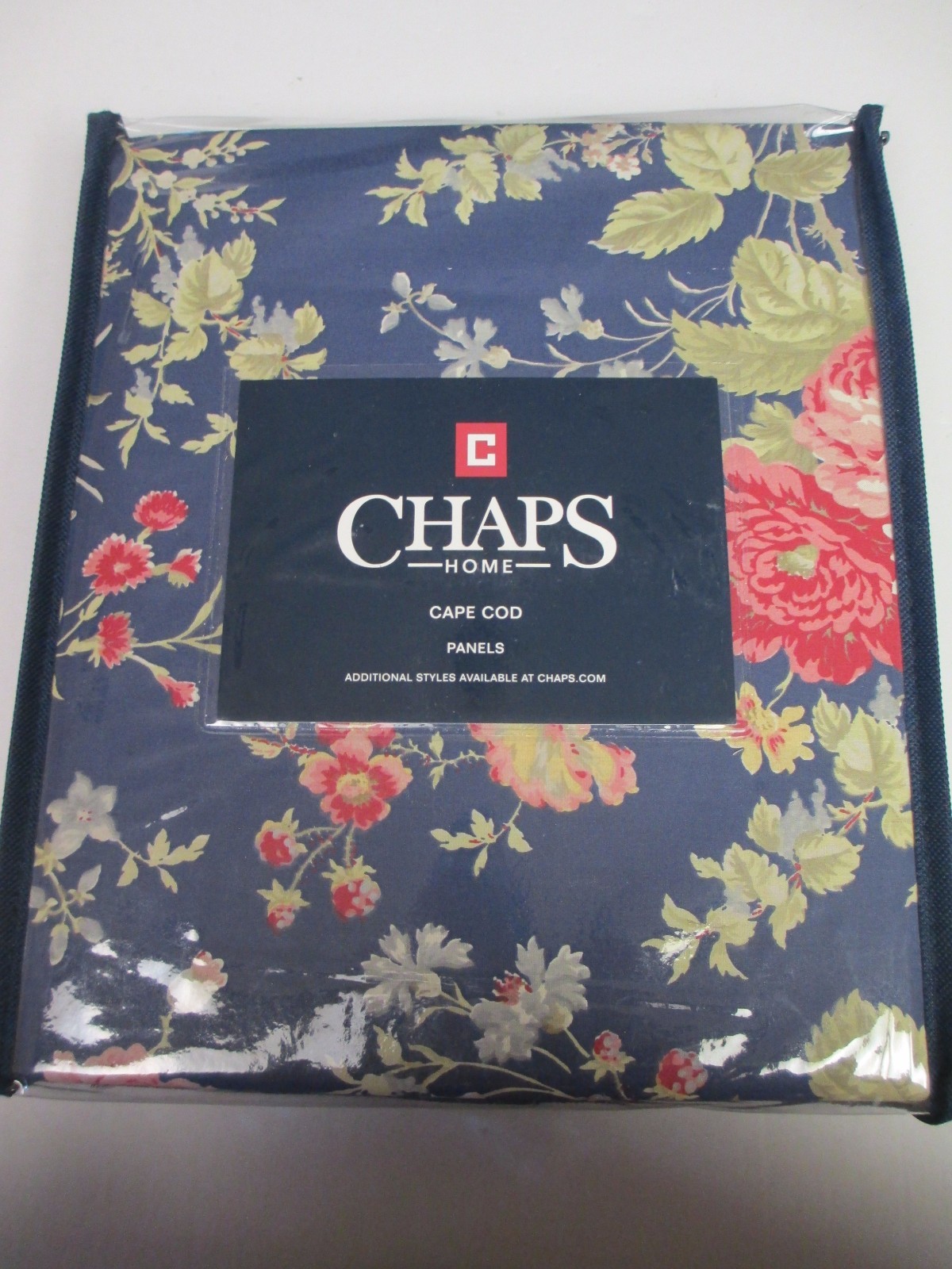 CHAPS Cape Cod Cottage Blue Rose Floral Window 2 PANELS Drapes With Tie-backs