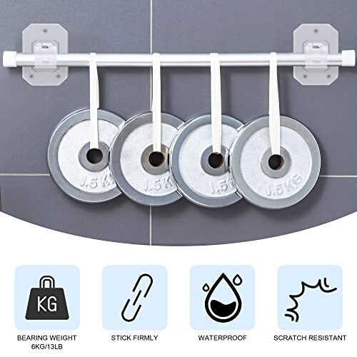 8PCS Upgraded No Drill Curtain Rod Brackets No Drilling Curtain 8 Transparent