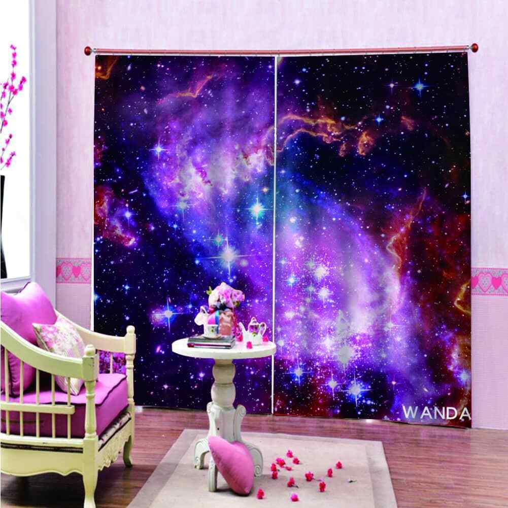 many stars in the bright galaxy Printing 3D Blockout Curtains Fabric Window