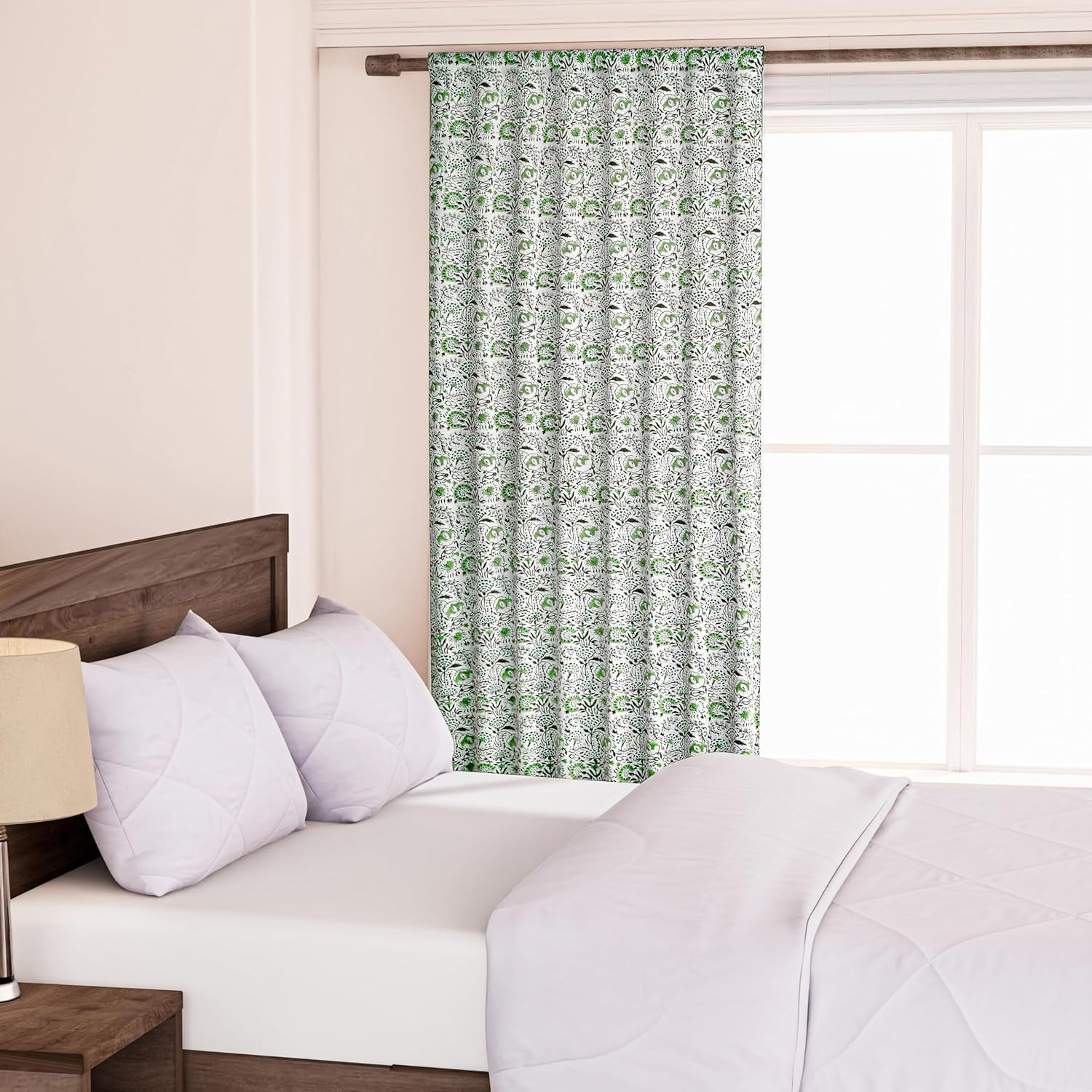 CPC Agate Green Cotton Hand Block Print 52″ X 84″ Pack of 1 Farmhouse Drapes for