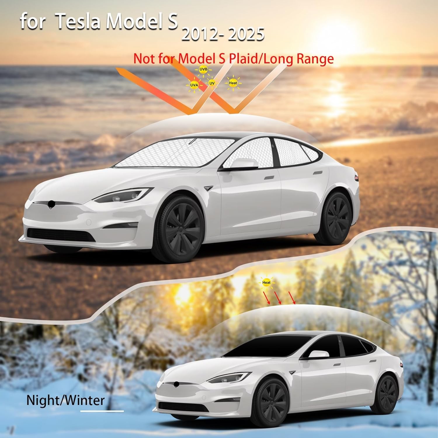 8Pcs Thicken Sun Shades for Tesla Model S 2012-2025(Not for Plaid or Long Range)