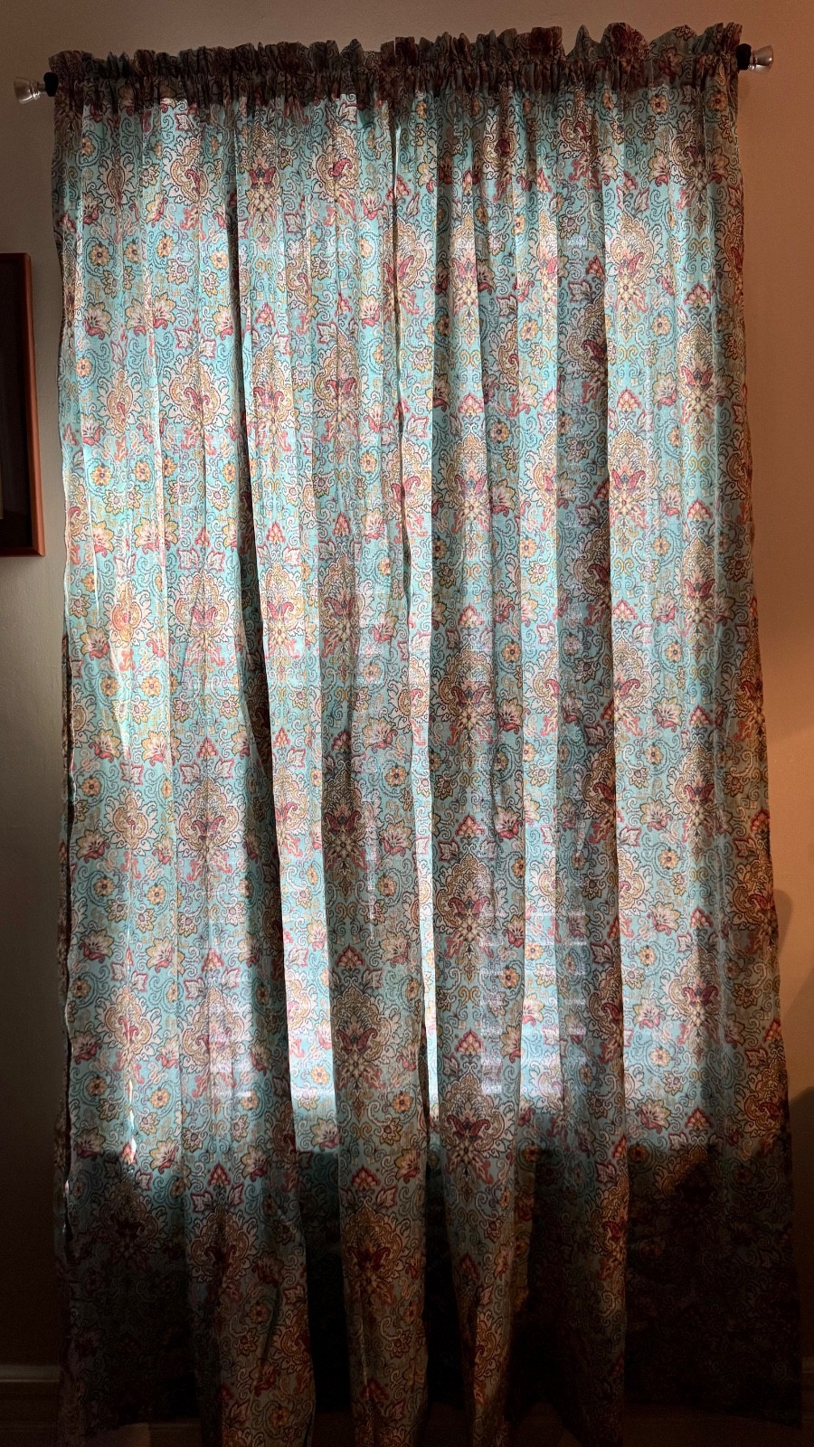 Waverly Clifton Hall Curtains, four panels (Aqua, Coral, Mustard, Cream, Gray)
