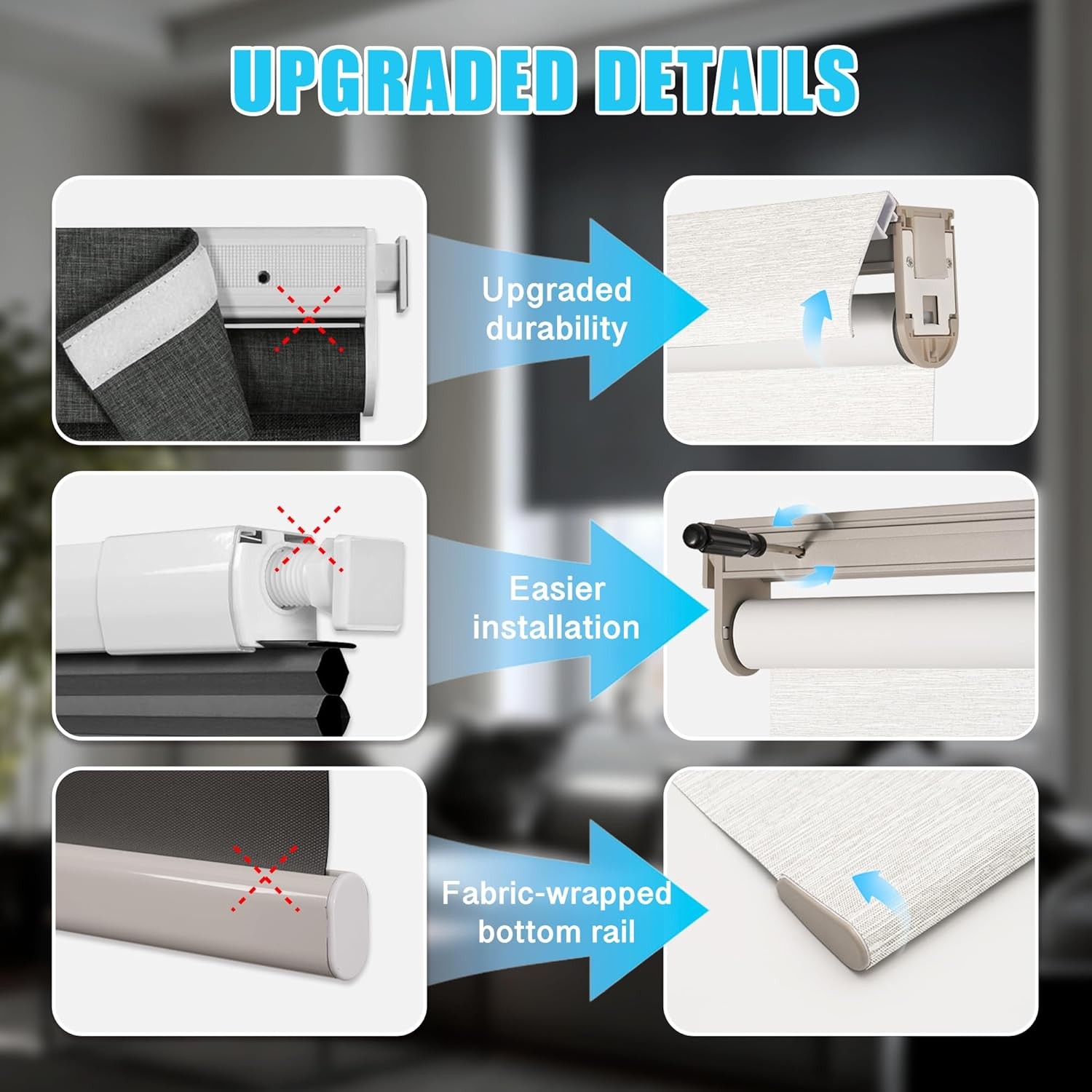 Blackout Roller Shades with Valance for Bedroom,White,46″ W X 72″ H | No-Drill