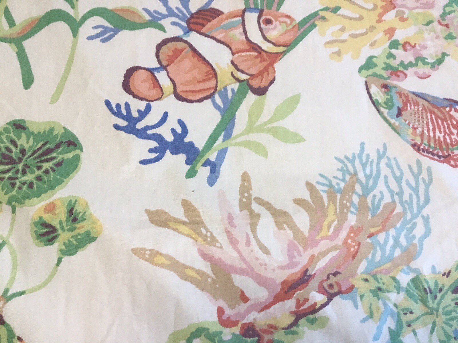 Curtain, Shower, Bedspread, Throw, Lined, 105 In Wide 80 In Long Sea Life Beige