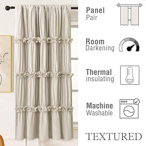 Thermal Insulated Blackout Window Curtains, 42″ W 42″W x 63″L (Pack of 2) Camel