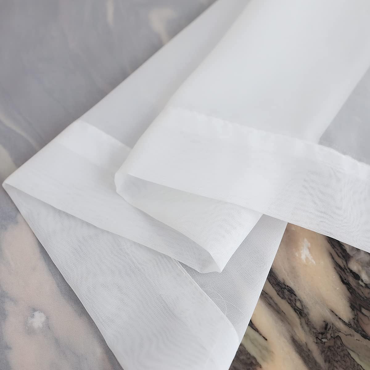 Customizable Length Sheer White Curtains – 84-Inch with Rod Pocket Style