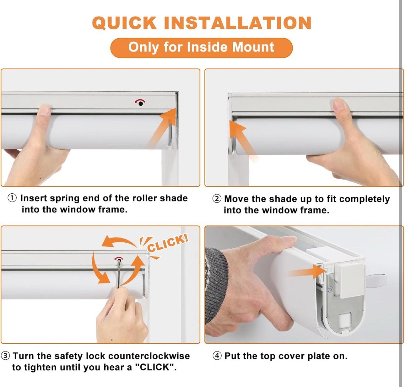 Blackout Cordless Roller Shades No Drill, Thermal UV Window Blinds 30″ W x 72″ H