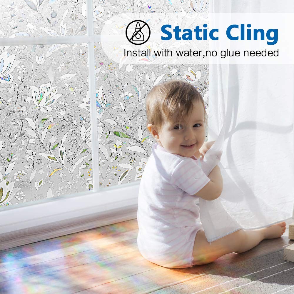 Window Privacy Film, Frosted Removable Glass Covering 17.5″ x 78.7″, White