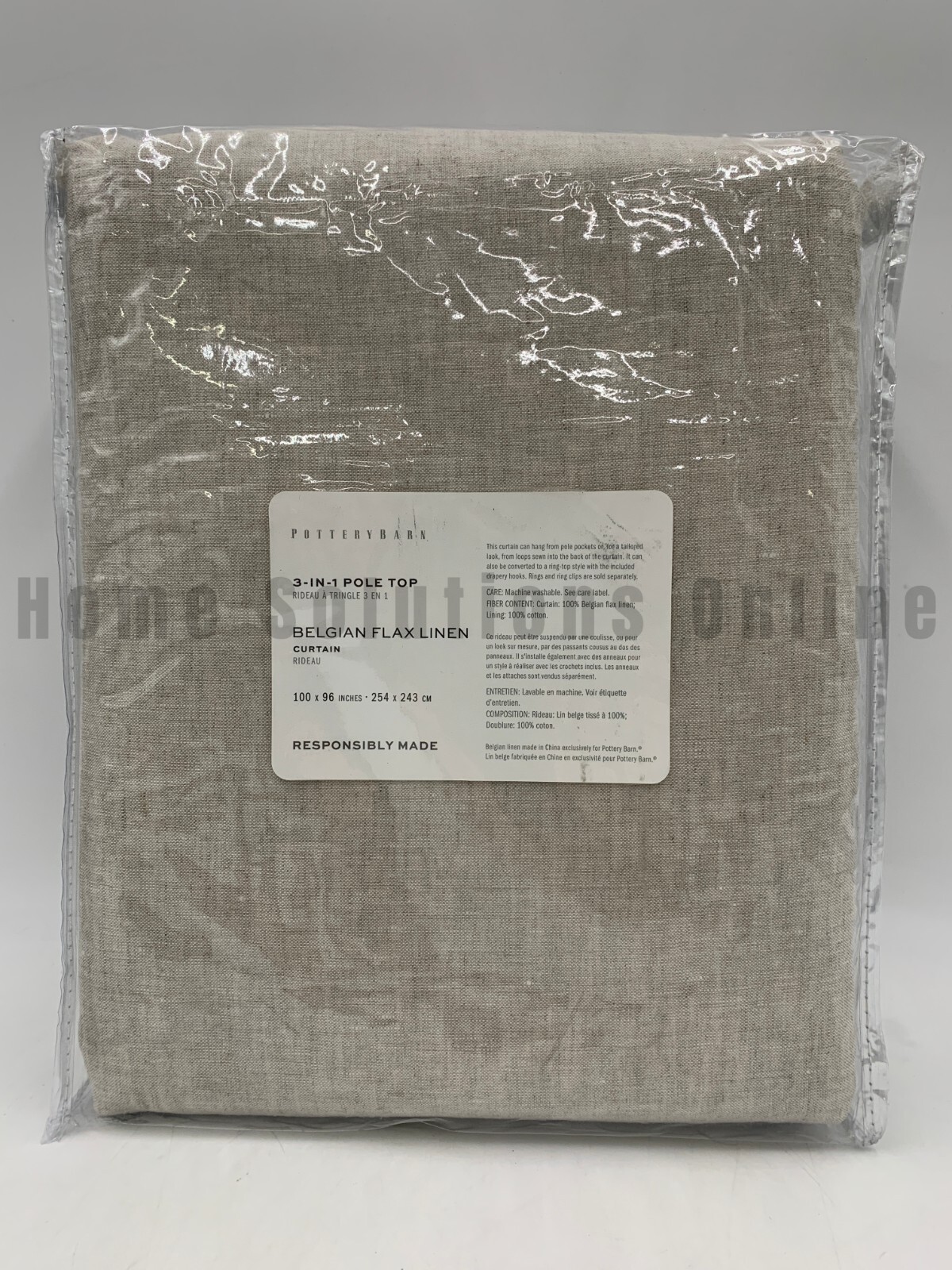 Pottery Barn Belgian Flax Linen Cotton Lined Curtain Flax 100 x 96 in #F55B
