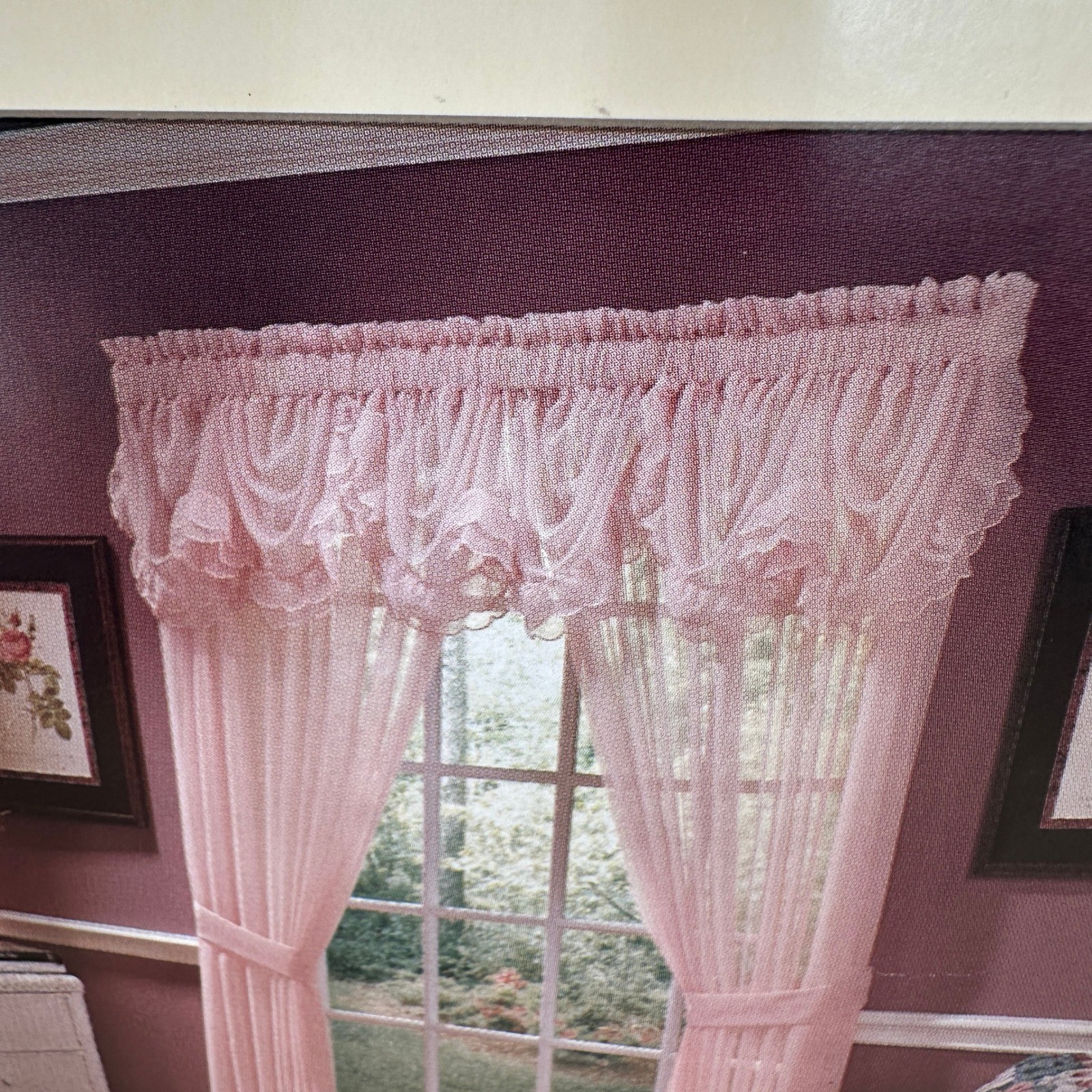 VTG Lisette French Festoon Valance Soft Peach 30×21 Voile Ruffle