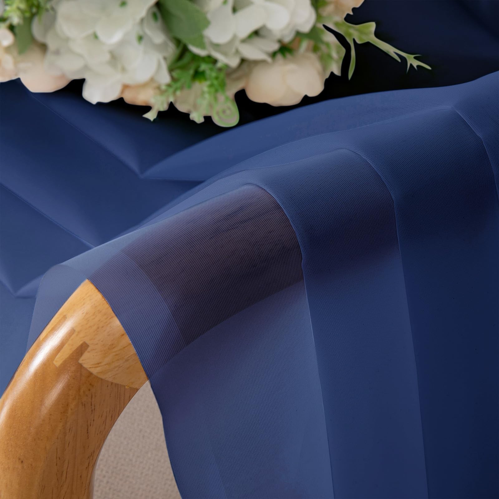 Lecloud Royal Blue Sheer Curtains 54 Inch 42″W x 54″L (Pack of 2),