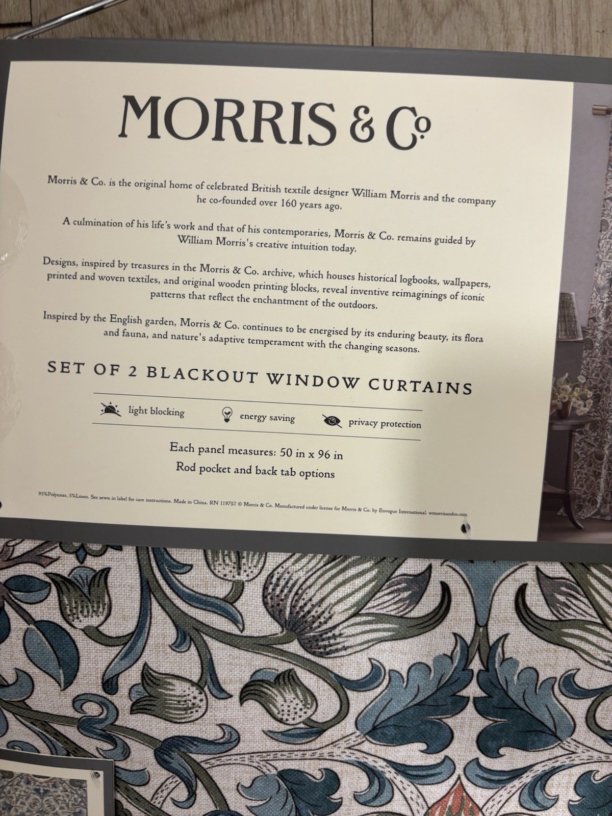 Morris & Co. 2pc BLACKOUT LODDEN Window Curtains 50” X 96” Panel
