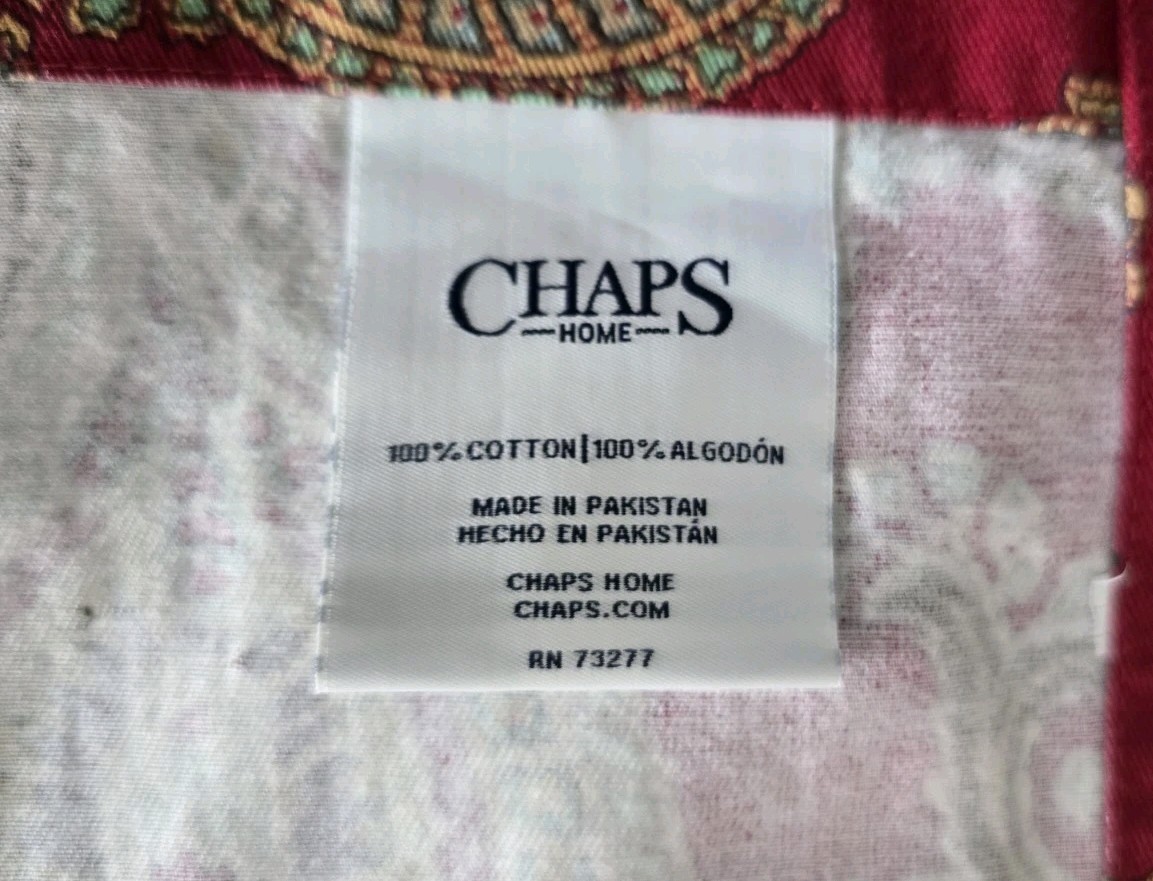 Chaps Ralph Lauren Paisley Valance Set of 3 Red Window Curtain 17×79