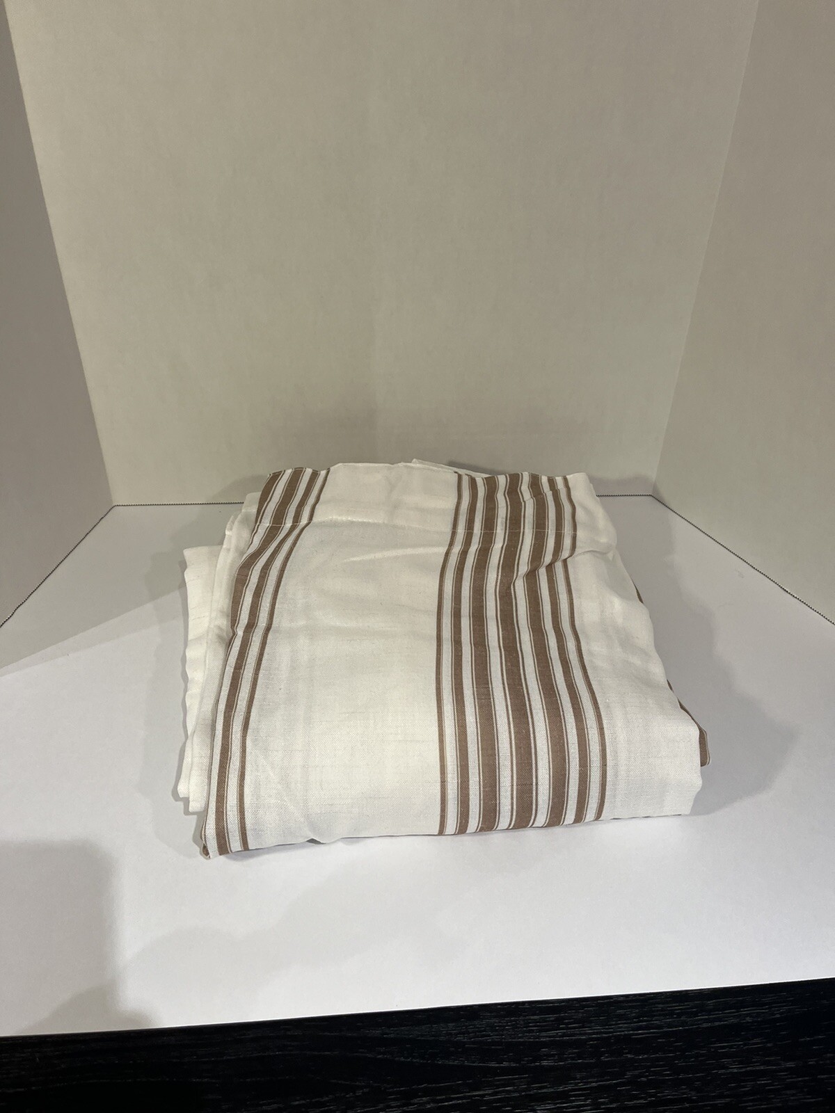 jinchan Striped Linen Curtains 96 Inch Long Tan Balanced Stripe.