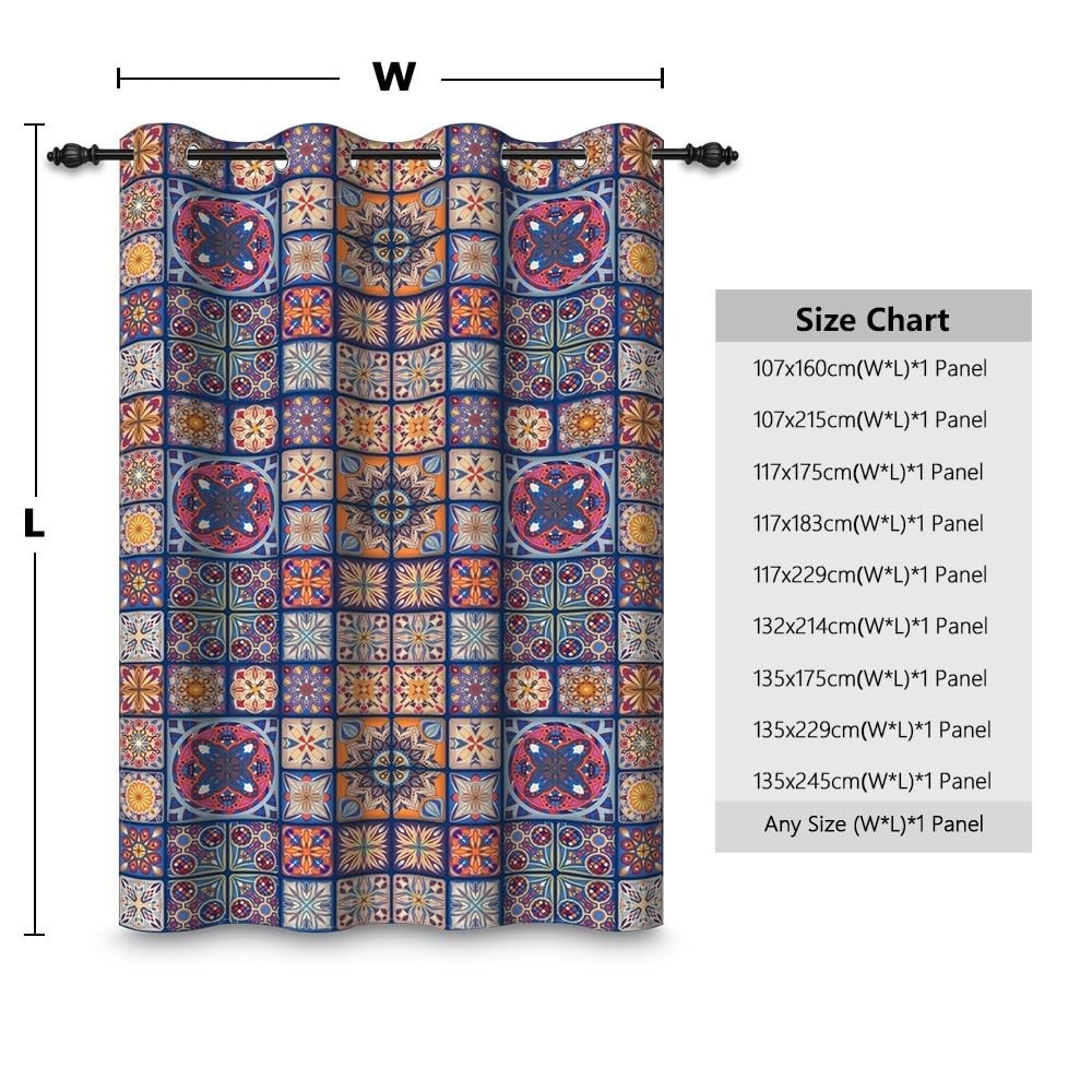 107x160cm Boho Eyelet Curtain Patchwork Moroccan Classic Geometric Flower…