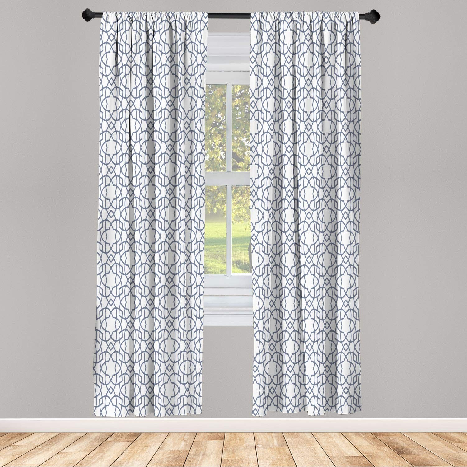 Ambesonne Geometric Window Curtains Asanoha Pattern Intertwined Lines