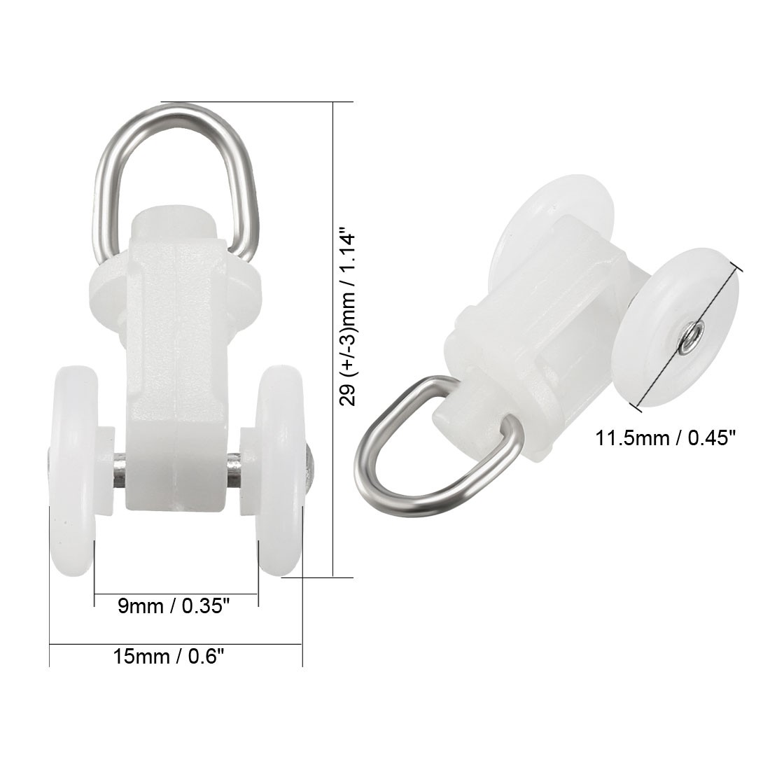 Curtain Track Rollers Plastic Twin Wheeled Carriers 11.5mm Dia 80Pcs