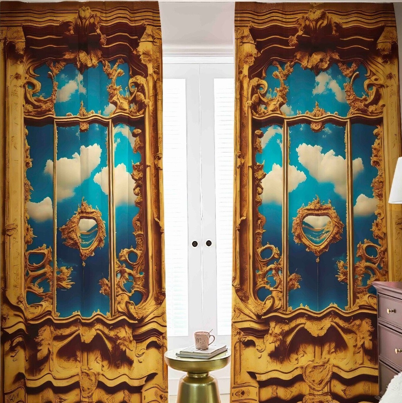 Surrealistism Baroque Sky Window Frames Blackout Curtains Drapes Shades Lodge