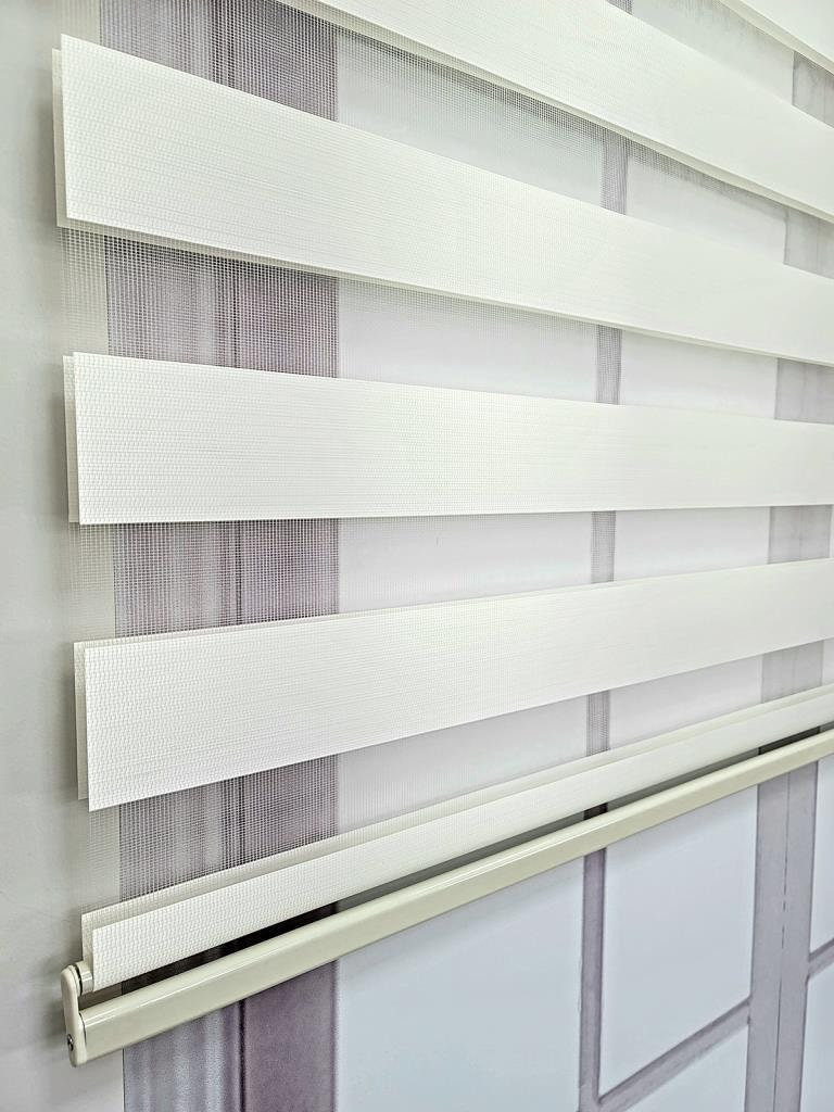 Straight Solid Color Fabric Zebra Roller Blinds Curtain For All Room, Color