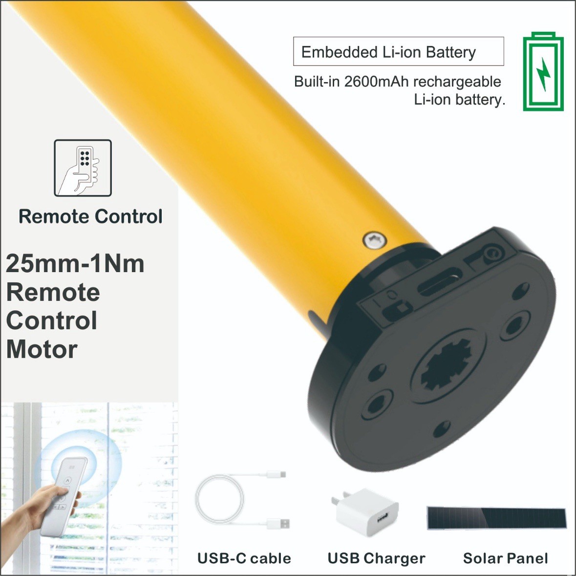 A-OK AM25-1/25-ES-E Lithium-Ion Roller Shade Motor Kit – 1.5″ ****KIT*****
