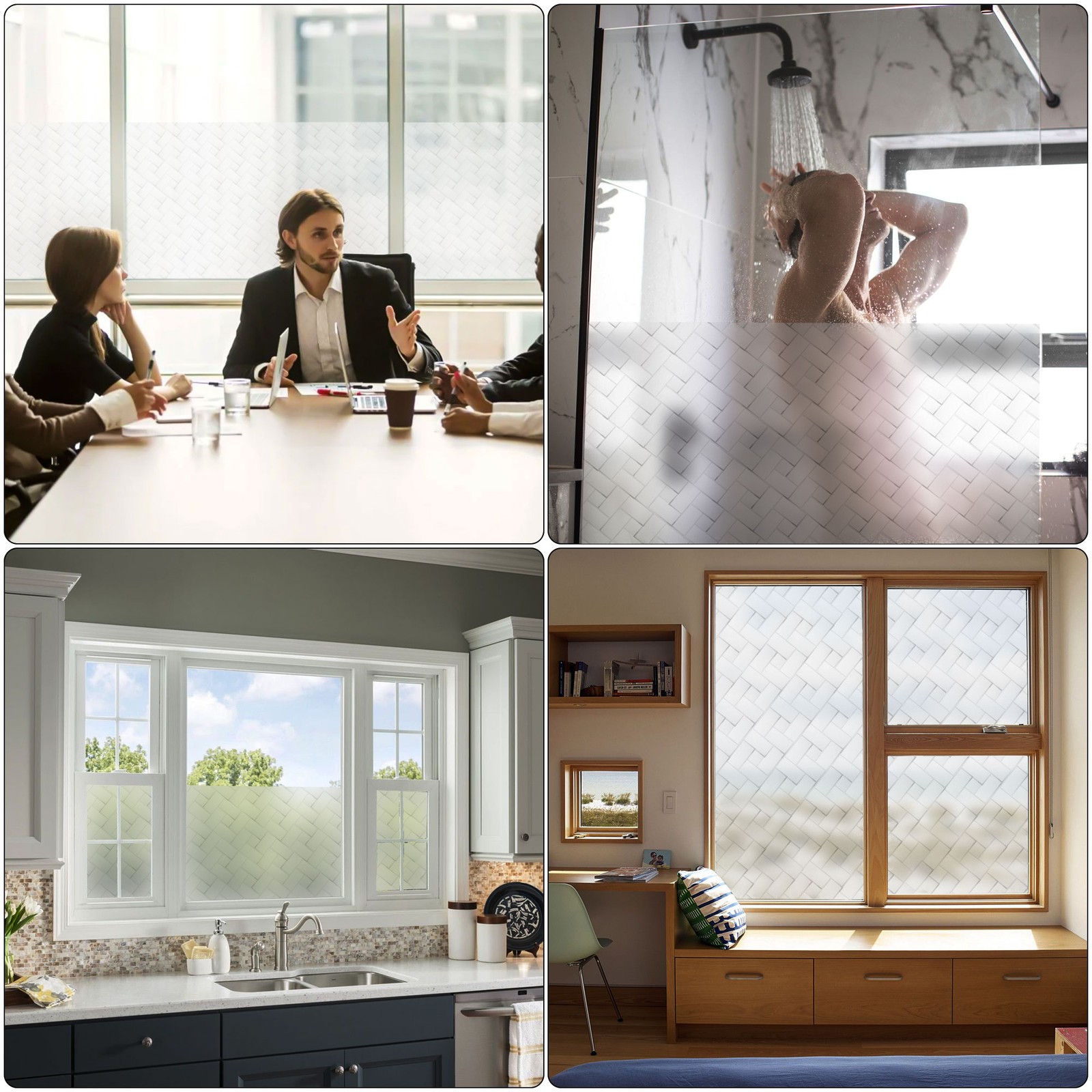 Waterproof Self-Adhesive Privacy Window Film Static Glass Sticker for Home Decor