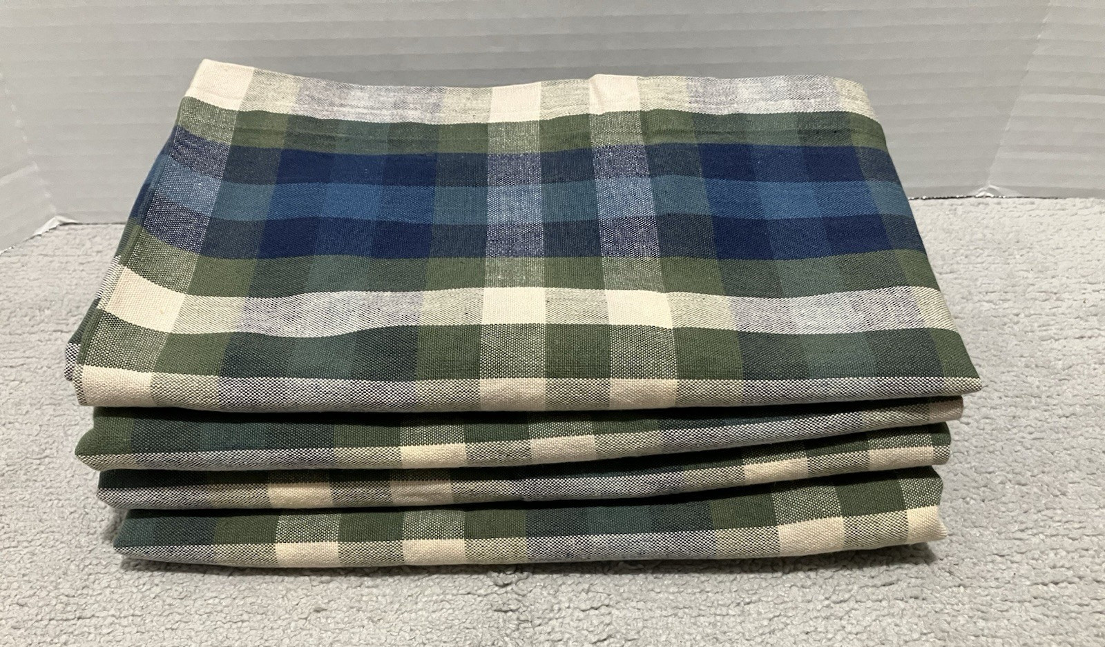JCPenney Home Valance Bradley Stripe Plaid Valance Woven Cotton Blue Olive Green