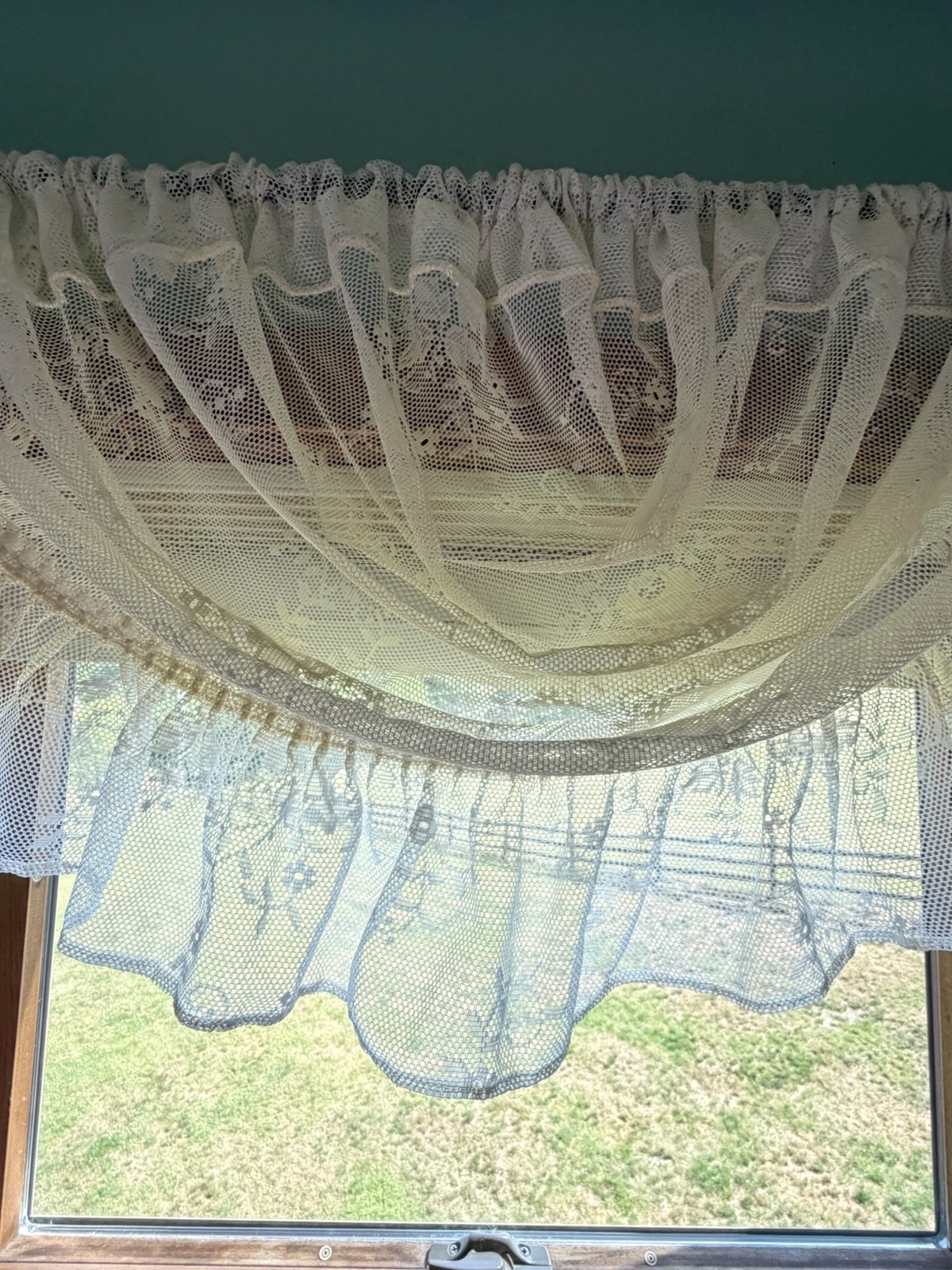 Protela Insert Lace Valence Ivory Ecru Swag Ruffle Trim 18” X 38” W Hanging Loop