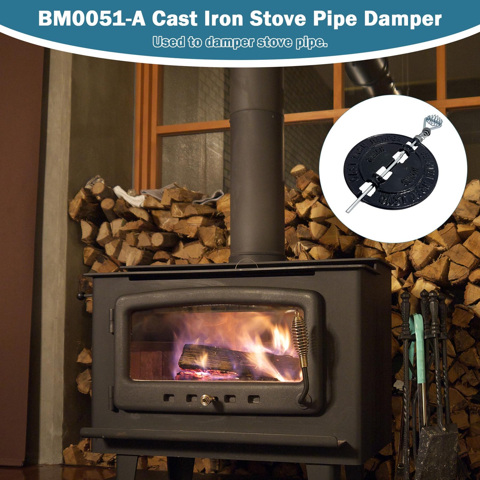 6-Inch Cast Iron Stove Pipe Damper for Efficient Ventilation