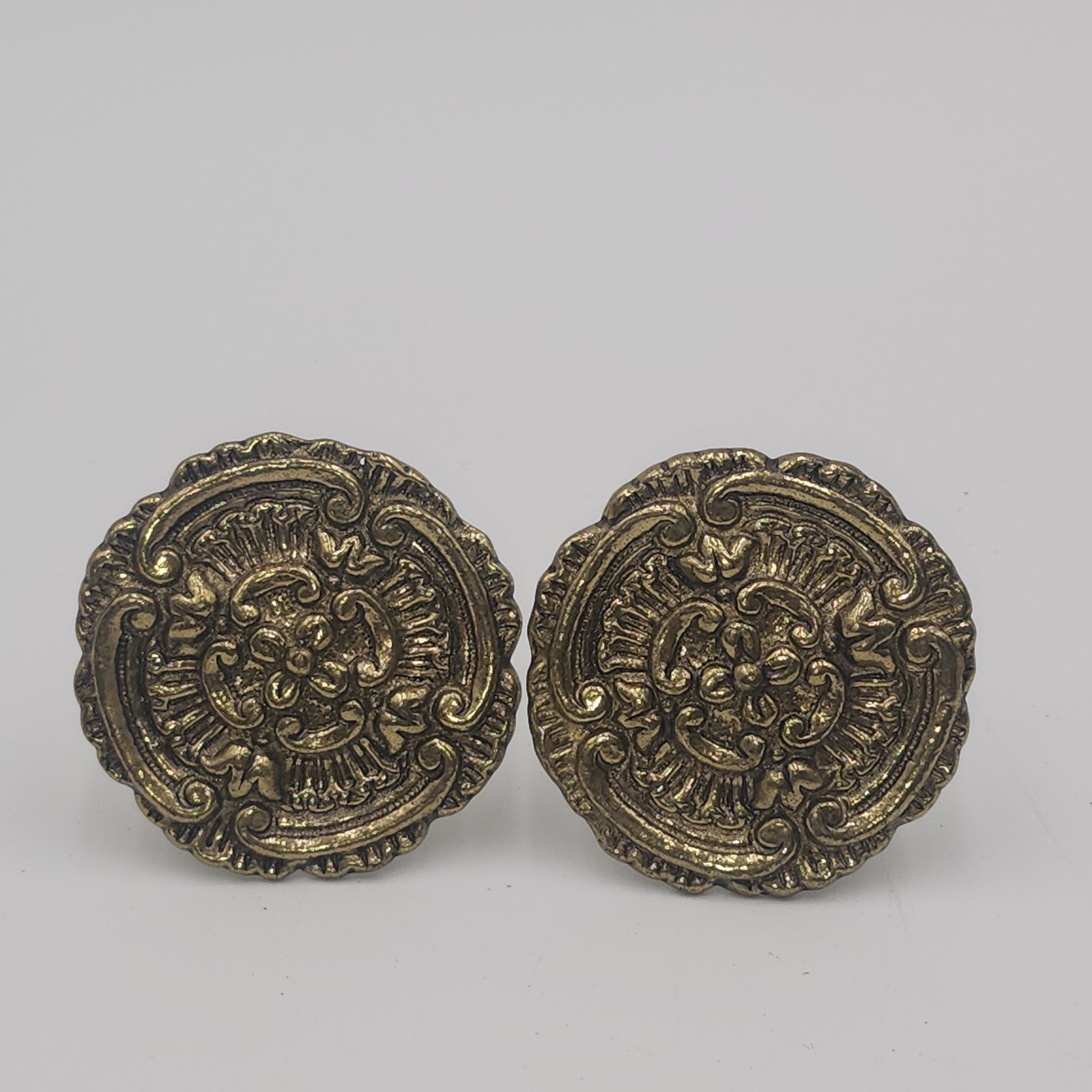 2 gold ornate solid brass vintage curtain tie backs hooks Drapery Hook