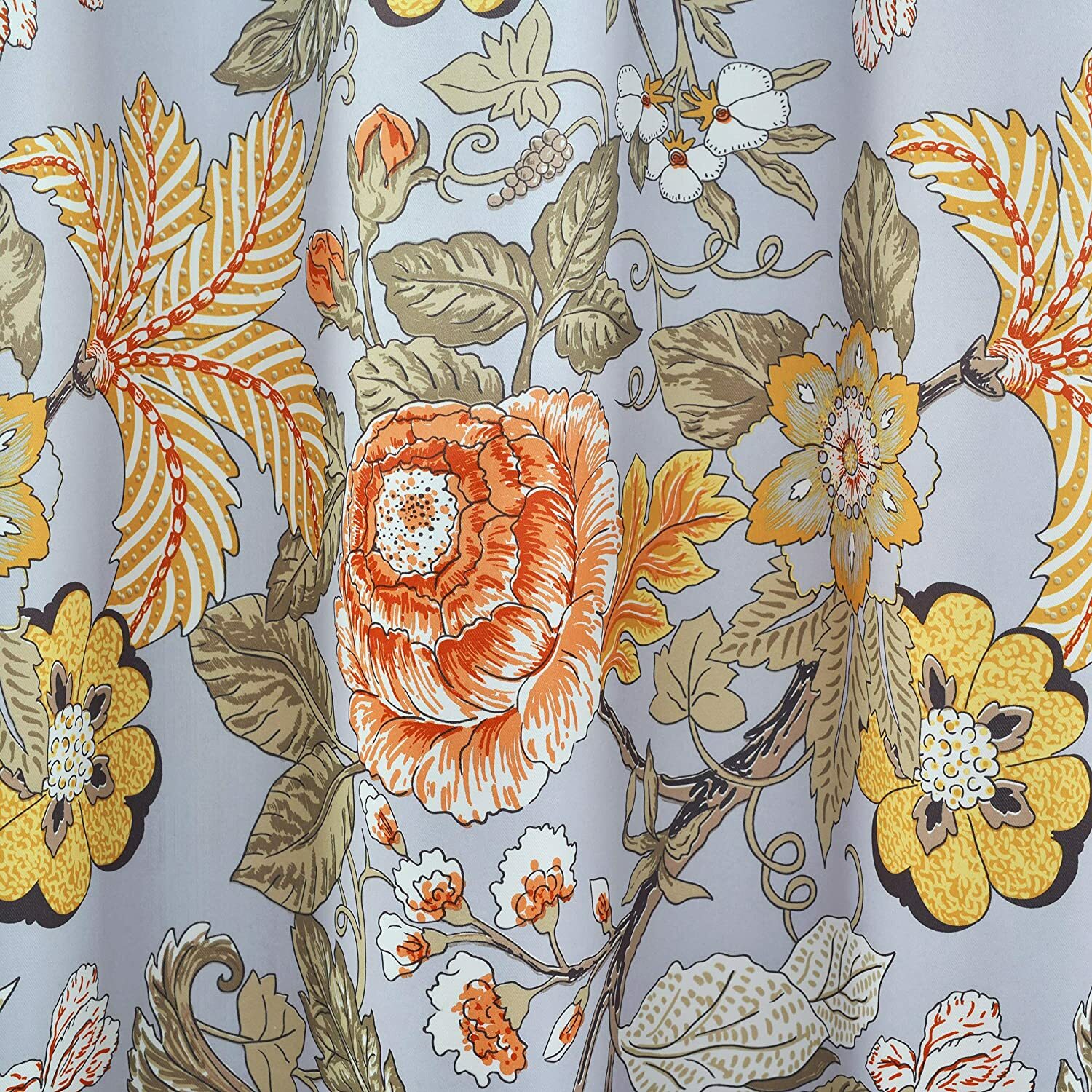 Set 2 Gray Yellow Green Floral Curtains Panels Drapes 84 95 108 inch L Darkening
