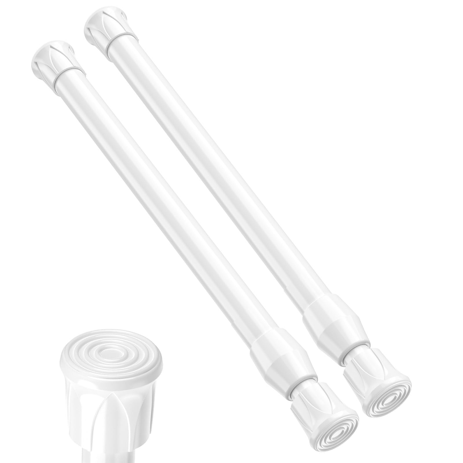 Tension Curtain Rod 12-20inches Small Rods 12-20 inch 2pcs, White
