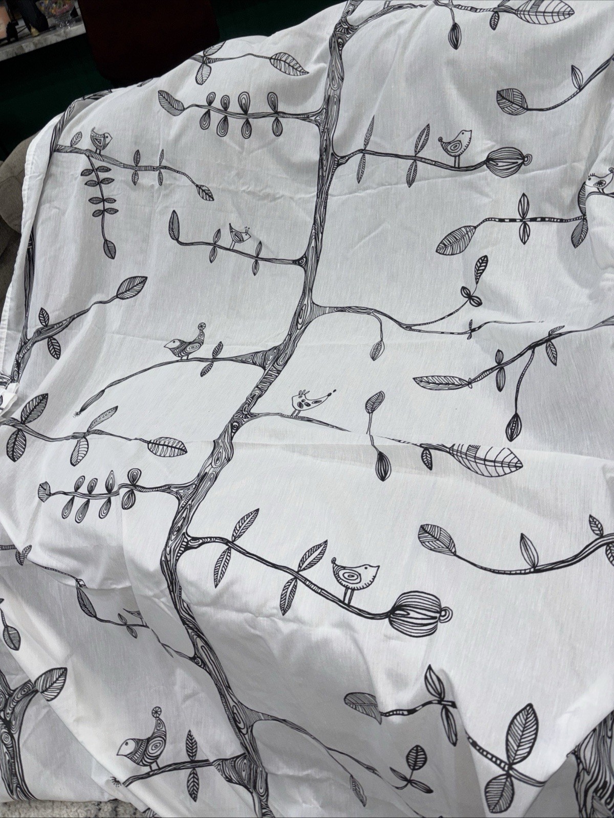 Four Panels Of Ikea Black And White Birds On A Tree Curtains 57 By 98 Inches